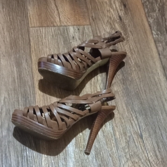 BCBGirls Tan Strappy Heels - Picture 2 of 6